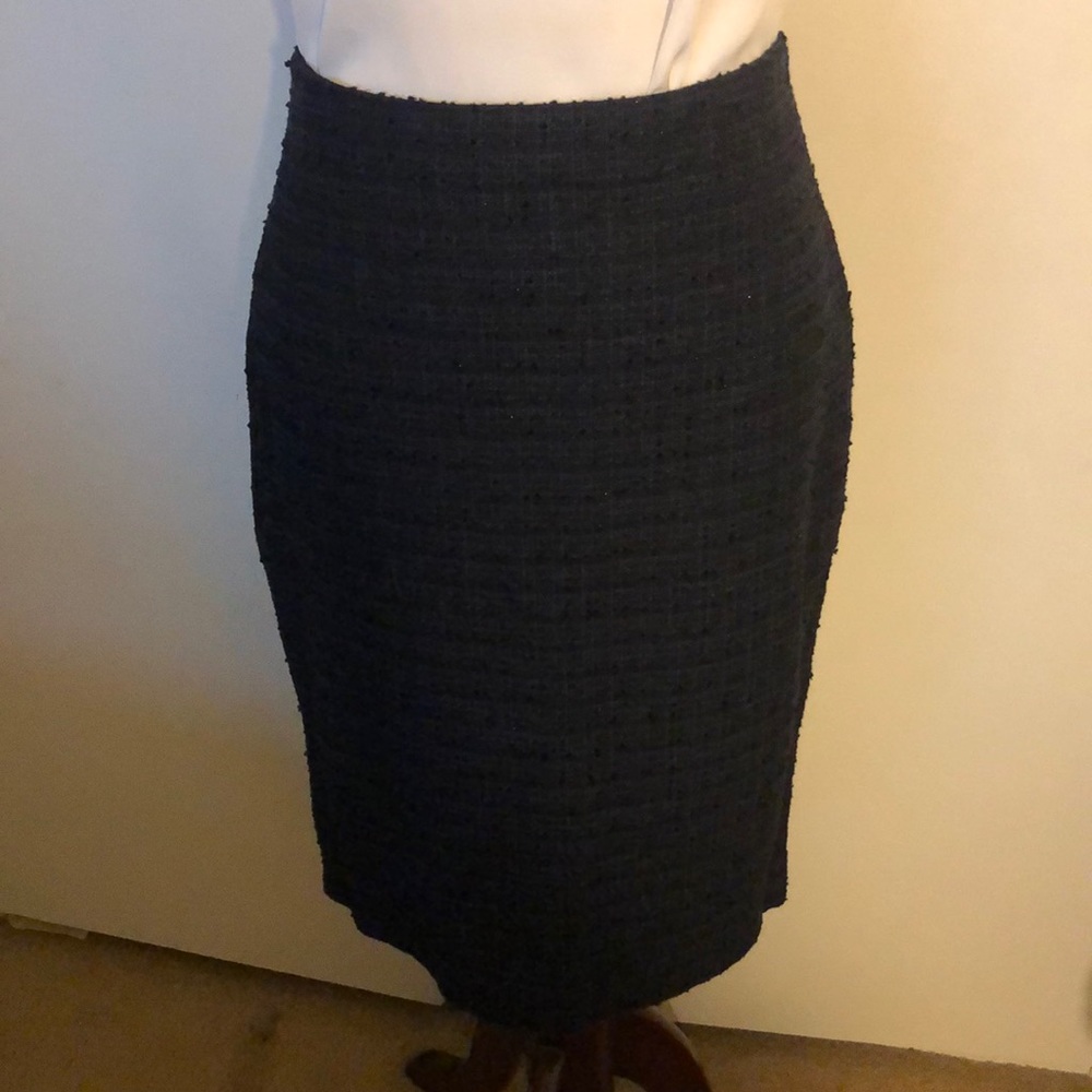 Navy blue tweed like pencil skirt